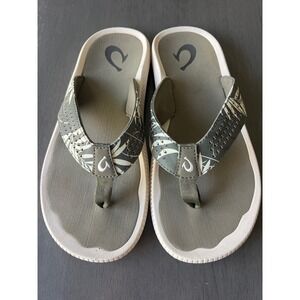 OluKai Ulele men's golf sandals Green Tropical Comfort Beach Flip Flop Size 9